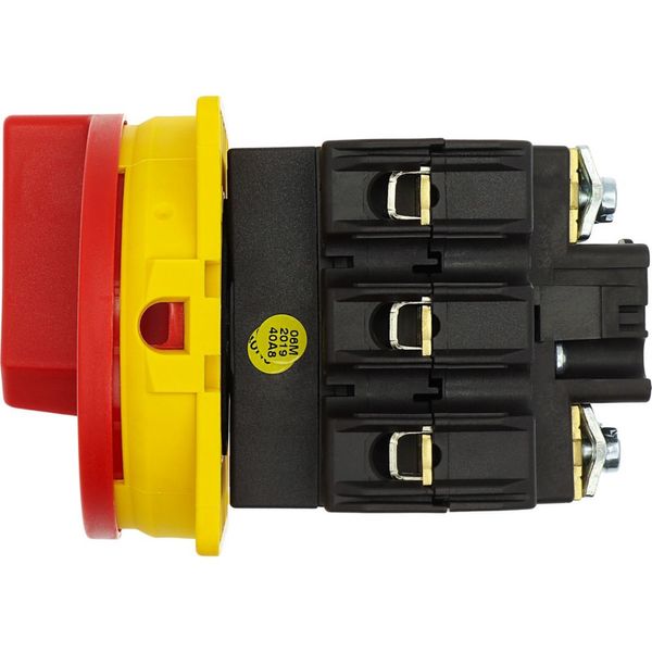 Main switch, P3, 63 A, flush mounting, 3 pole, Emergency switching off function, With red rotary handle and yellow locking ring, Lockable in the 0 (Of image 33