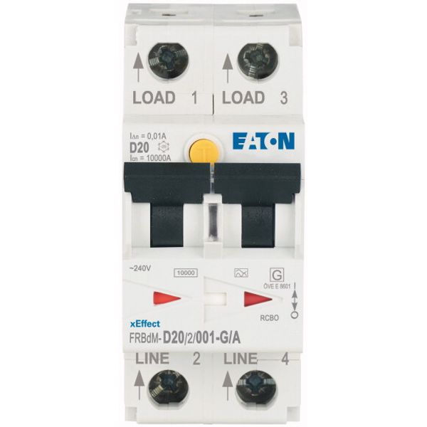 Electronic RCD/MCB combination, 20 A, 10 mA, MCB trip characteristic: D, 2p, RCD trip characteristic: A image 2