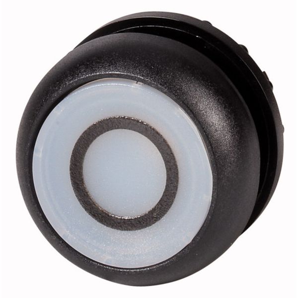 Illuminated pushbutton actuator, RMQ-Titan, Flush, momentary, White, inscribed 0, Bezel: black image 1