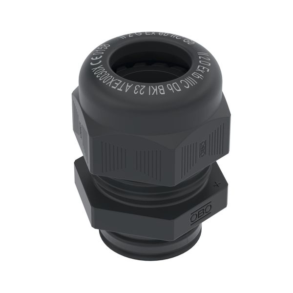 VTEC EX M25 SW  Cable gland EX, with long connecting thread, M25, black Polyamide image 1