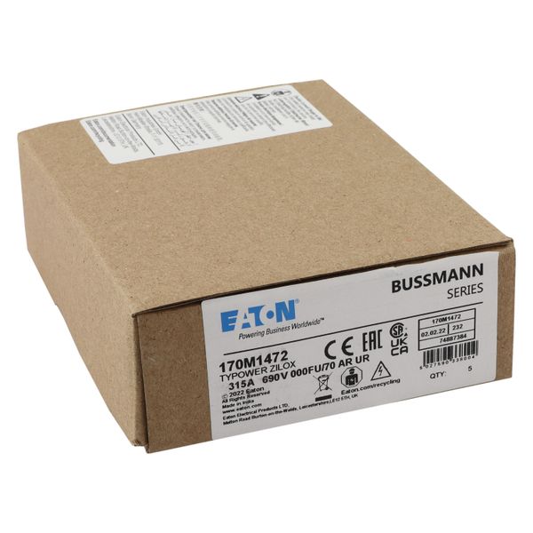 Fuse-link, high speed, 315 A, AC 690 V, size 000, 24 x 36 x 96 mm, aR, IEC image 15