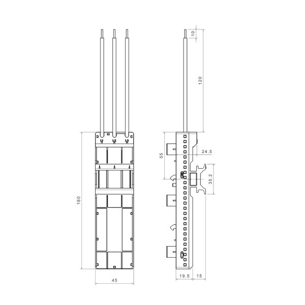 Adapter 16A, CrossBoard©, 3-phase, 45 x 160 mm image 2