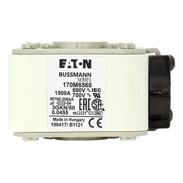 Fuse-link, high speed, 1600 A, AC 690 V, size 3, 76 x 92 x 65 mm, aR, IEC, UL, type K indicator image 5