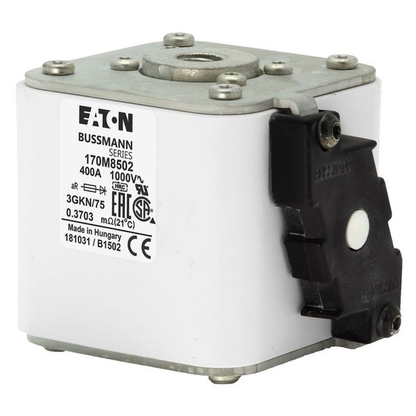 Fuse-link, high speed, 400 A, AC 1000 V, size 3, 74 x 92 x 91 mm, aR, IEC, UL, single indicator image 6