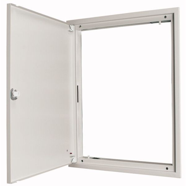 Flush-mounting door frame with sheet steel door and three-point turn-lock for 3-component system, W = 1200 mm, H = 1560 mm, white image 1