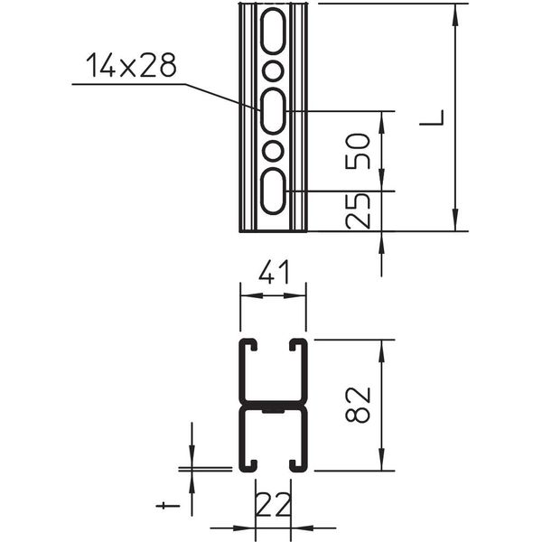 MS4182P6000FS Profile rail perforated, slot 22mm 6000x41x82 image 2