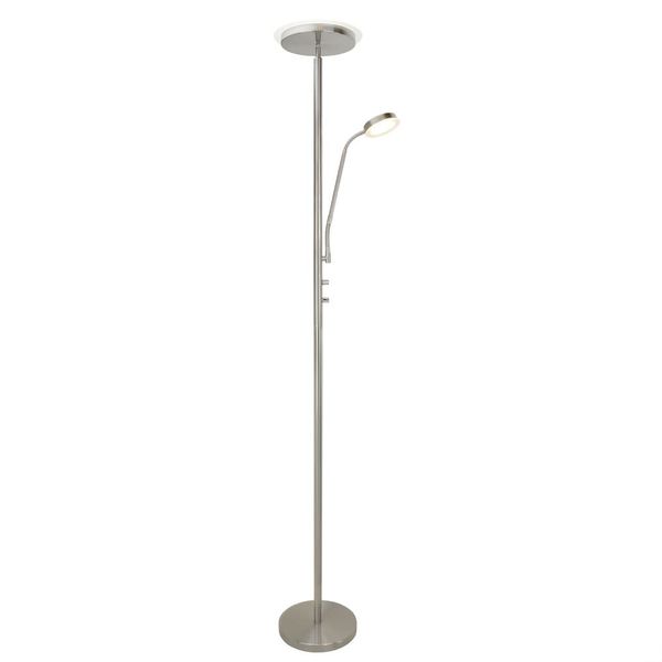 Teo Dimmable LED Floor Lamp 18.5W and Reading Light 4.5W Nickel image 1