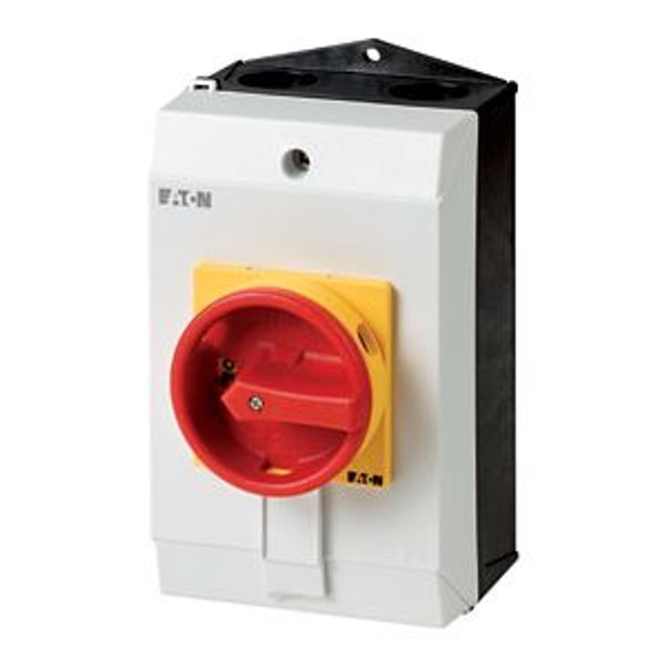 Safety switch, P1, 25 A, 3 pole + N, Emergency switching off function, With red rotary handle and yellow locking ring, Lockable in position 0 with cov image 4