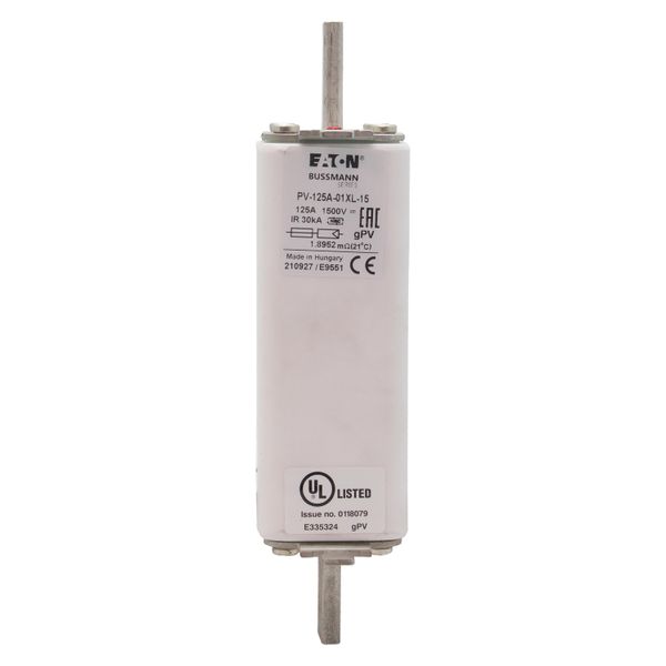 Fuse-link, high speed, 125 A, DC 1500 V, 01XL, 43 x 193 mm, gPV, IEC, UL, with indicator image 7