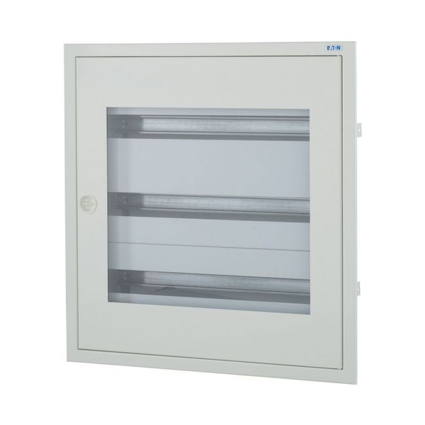 Complete flush-mounted flat distribution board with window, white, 24 SU per row, 3 rows, type P image 3