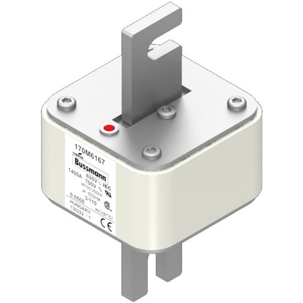 Fuse-link, high speed, 1500 A, AC 690 V, DIN 3, 76 x 90 x 139 mm, aR, DIN, IEC, single indicator image 2