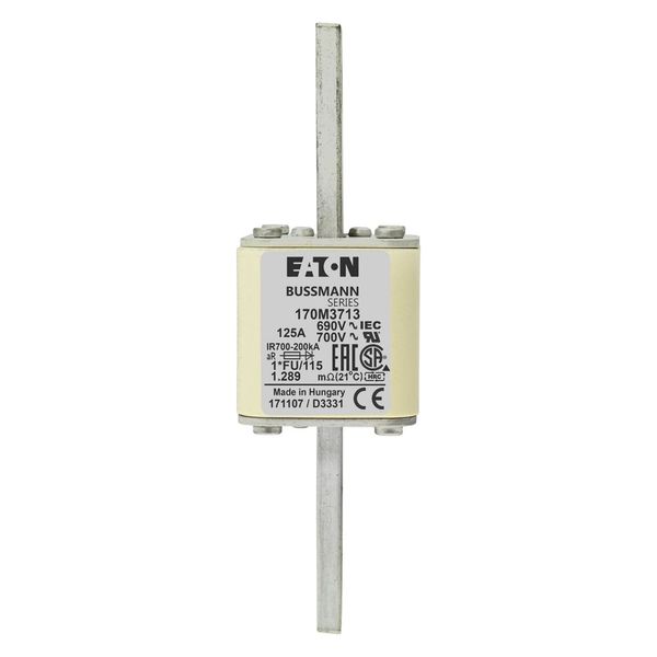 Fuse-link, high speed, 125 A, AC 690 V, compact size 1, 45 x 45 x 148 mm, aR, IEC, UL image 6