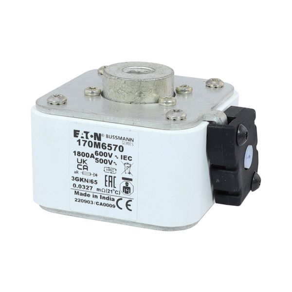 Fuse-link, high speed, 1800 A, AC 600 V, size 3, 76 x 92 x 65 mm, aR, IEC, UL, single indicator image 18