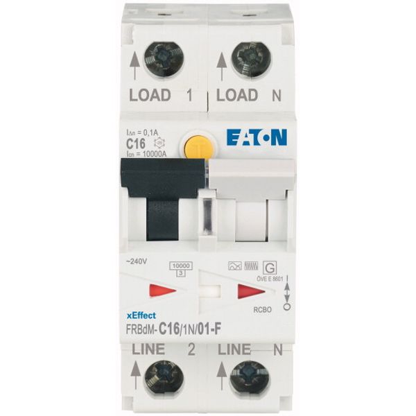 Digital RCD/MCB combination, 16 A, 100 mA, MCB trip characteristic: C, 1p+N, RCD trip characteristic: F image 1