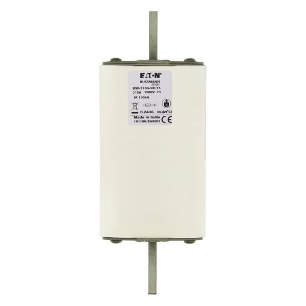 Fuse-link, high speed, 315 A, DC 1500 V, 3L, 75 x 75 x 205 mm, gBat, IEC, blade connection image 5