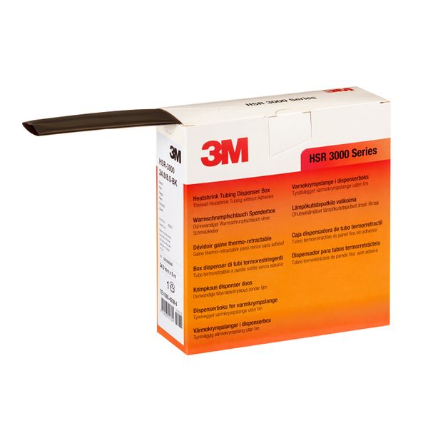 3M™ HSR-3000 Heat Shrink Tubing, Polyolefin, Black, 9.0/3.0 mm, 7 m Ro image 1