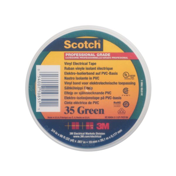 Scotch® Vinyl Color-Coding Electrical Tape 35, Green, 19 mm x 20 m image 8