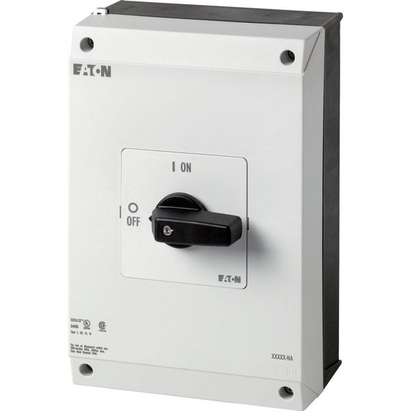 On-Off switch, P3, 63 A, surface mounting, 3 pole, with black thumb grip and front plate, UL/CSA image 8