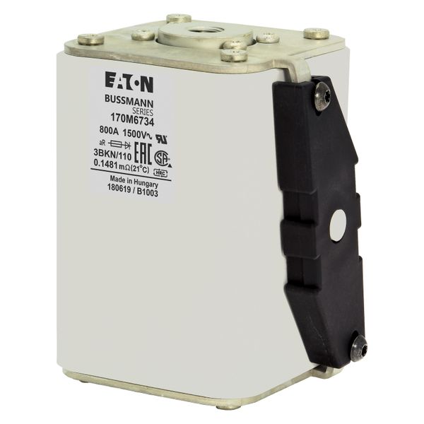 Fuse-link, high speed, 800 A, AC 1500 V, size 3, 74 x 96 x 112 mm, aR, IEC, single indicator image 11