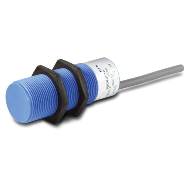 Proximity switch, E57 Miniatur Series, 1 N/O, 3-wire, 10 - 30 V DC, M8 x 1 mm, Sn= 1 mm, Flush, PNP, Stainless steel, Plug-in connection M12 x 1 image 1