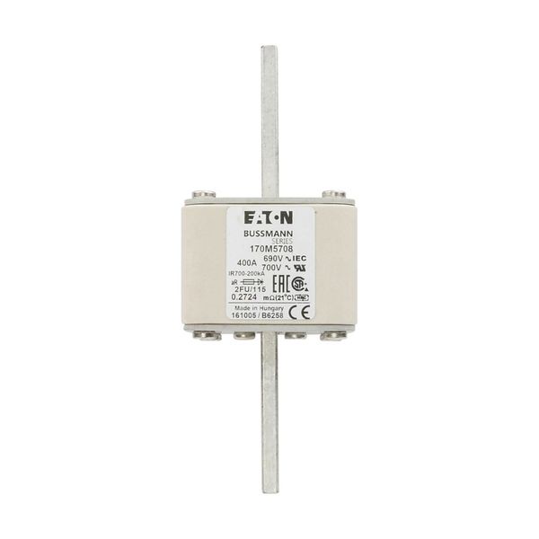 Fuse-link, high speed, 400 A, AC 690 V, size 2, 61 x 77 x 135 mm, aR, IEC, UL, no indicator, 115 mm centres image 9