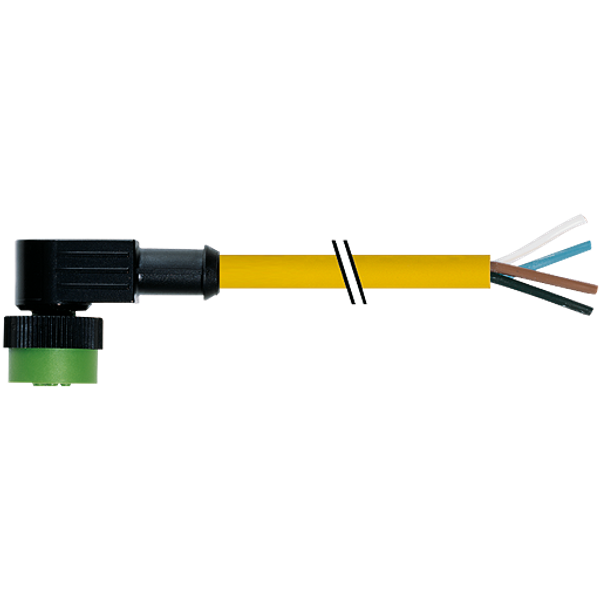 MQ12 female 90° A-cod. with cable PUR 4x0.34 ye UL/CSA+drag ch. 7.5m image 1