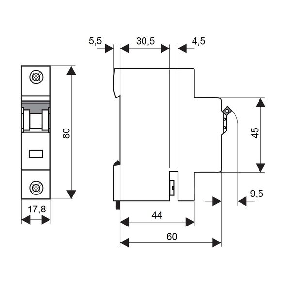 MCB, C, 25A, 1-pole, with special terminal,swiss standard image 4