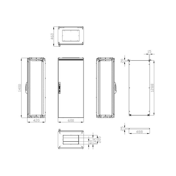 Compact enclosure 1 door IP65 H=1400 W=600 D=400 mm image 3