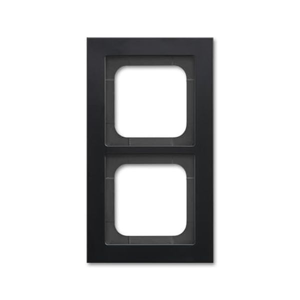 1722-275-500 Cover Frame 2gang black matt - Busch-axcent pur image 1