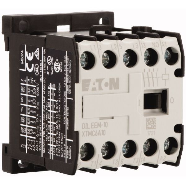 Contactor, 220 V 50 Hz, 240 V 60 Hz, 3 pole, 380 V 400 V, 3 kW, Contacts N/O = Normally open= 1 N/O, Screw terminals, AC operation image 4