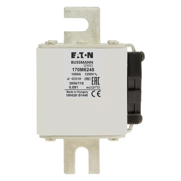 Fuse-link, high speed, 1000 A, AC 1250 V, size 3, 76 x 92 x 139 mm, aR, DIN, IEC, single indicator image 18