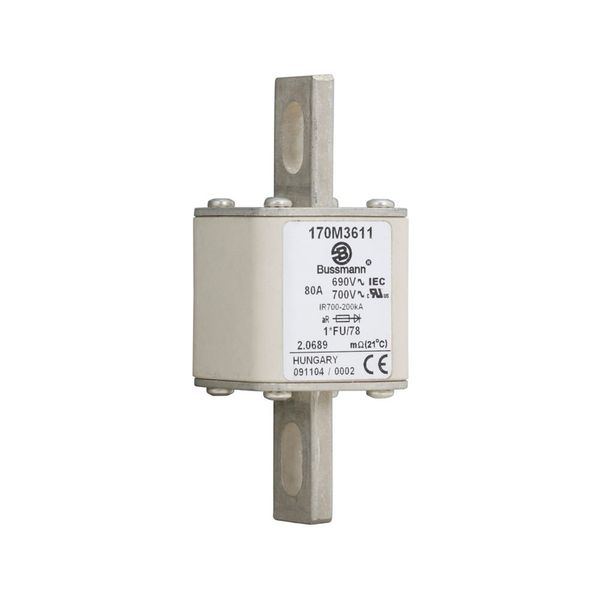 Fuse-link, high speed, 80 A, AC 690 V, compact size 1, 45 x 45 x 110 mm, aR, IEC, UL image 15