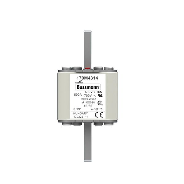 Fuse-link, high speed, 500 A, AC 690 V, size 1, 53 x 69 x 111 mm, aR, IEC, type T indicator image 13