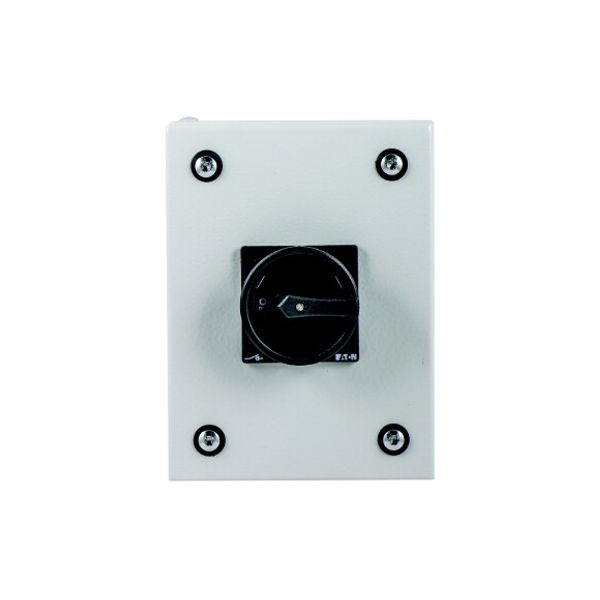 Main switch, T0, 20 A, surface mounting, 2 contact unit(s), 3 pole, STOP function, With black rotary handle and locking ring, Lockable in the 0 (Off) image 1