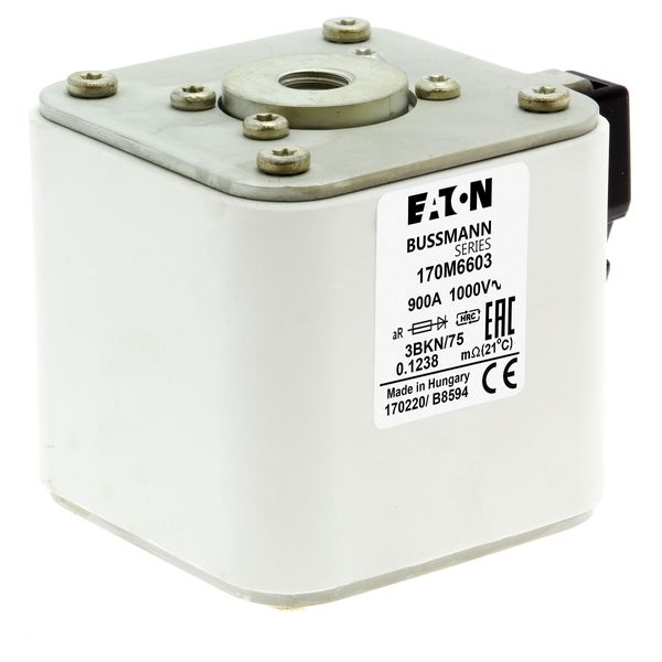 Fuse-link, high speed, 900 A, AC 1000 V, size 3, 76 x 92 x 75 mm, aR, IEC, single indicator image 32