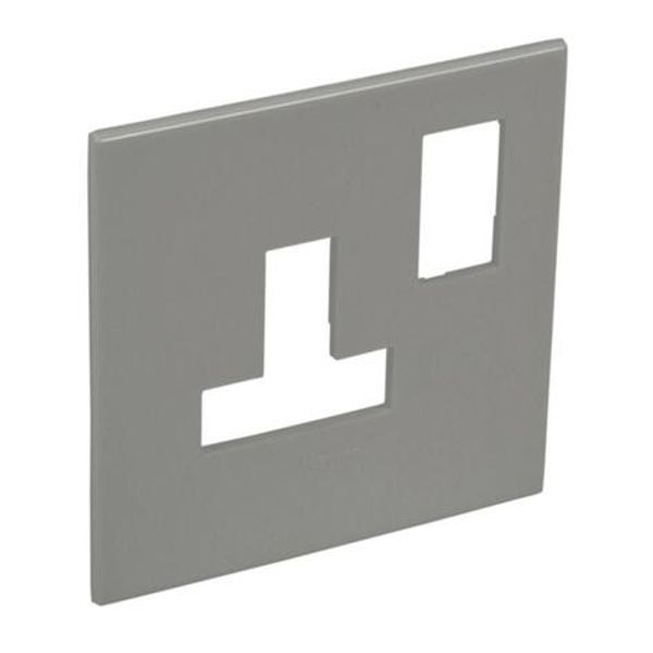 British standard plate Arteor for switched sockets 1 gang - magnesium image 1