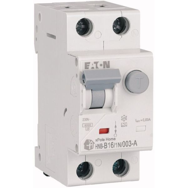 RCD/MCB combination, 16 A, 30 mA, MCB trip characteristic: B, 1p+N, RCD trip characteristic: A image 1