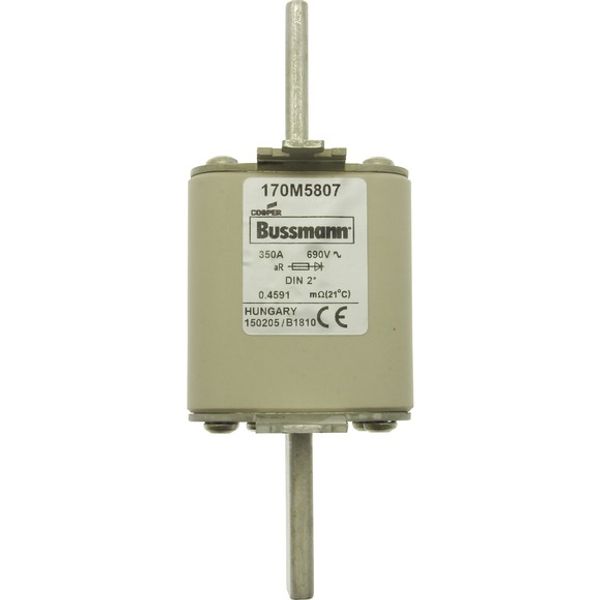 Fuse-link, high speed, 350 A, AC 690 V, compact DIN 2, 55 x 71 x 150 mm, aR, DIN, IEC, single indicator image 2