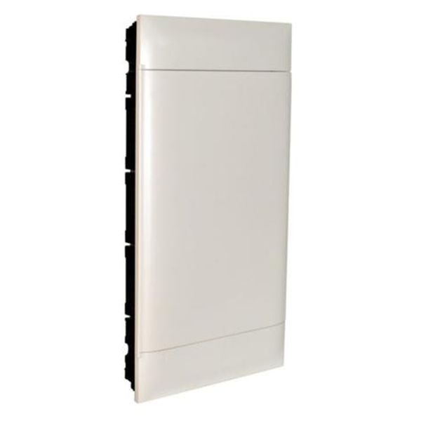 4X18 module recessed box - White door - Earth terminal block - Dry wall image 1