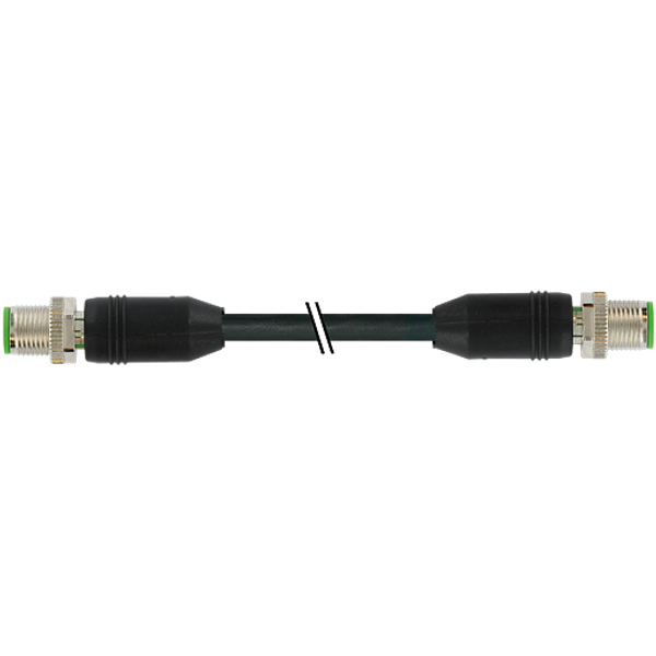 M12 male 0° / M12 male 0° A-cod. PUR 4x0.34 bk UL/CSA+drag ch. 3m image 1