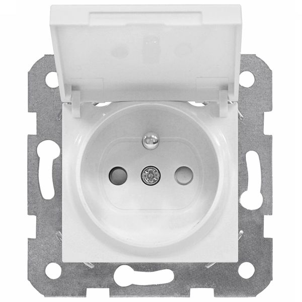 Pin socket outlet with safety shutter, flap cover, white image 2