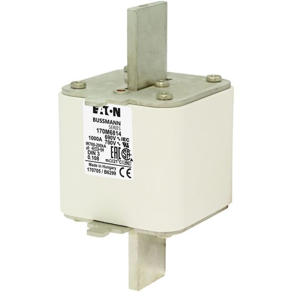 Fuse-link, high speed, 2500 A, AC 1100 V, 2 x size 3, 74 x 52 x 167 mm, aR, IEC, single indicator image 3