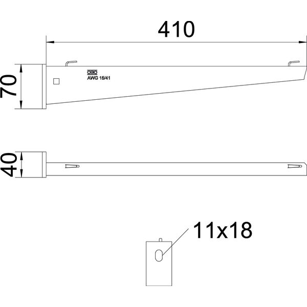 AWG 15 41 A2 Wall and support bracket for mesh cable tray B410mm image 2