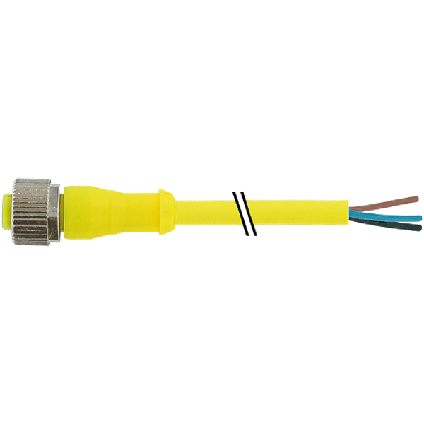 M12 female 0° A-cod. with cable AIDA PUR 5x0.34 ye UL/CSA+drag ch. 15m image 1