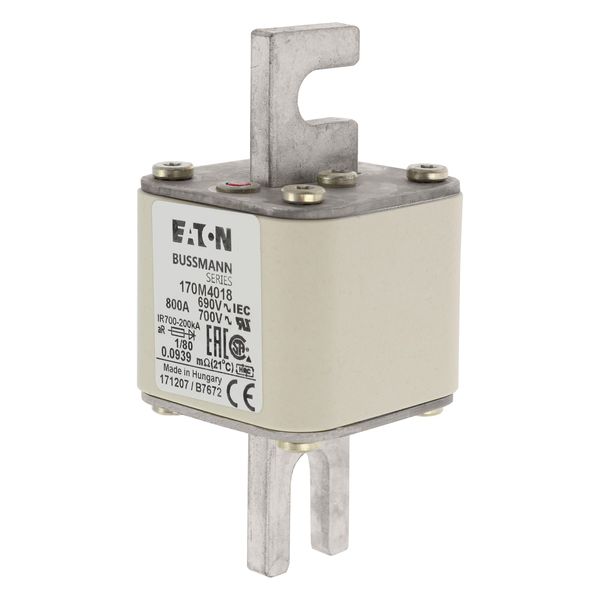 Fuse-link, high speed, 800 A, AC 690 V, DIN 1, 53 x 53 x 108 mm, aR, DIN, IEC, single indicator image 5