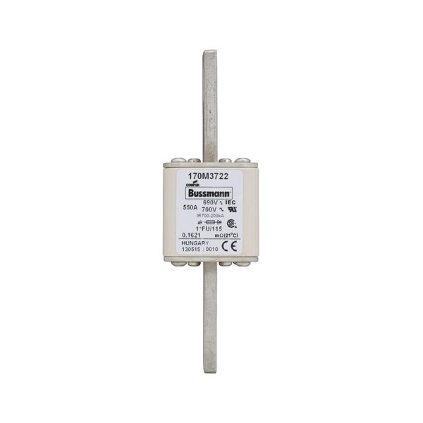 Fuse-link, high speed, 550 A, AC 690 V, compact size 1, 45 x 45 x 148 mm, aR, IEC, UL image 4