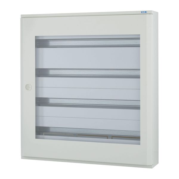 Complete surface-mounted flat distribution board with window, white, 33 SU per row, 4 rows, type C image 4