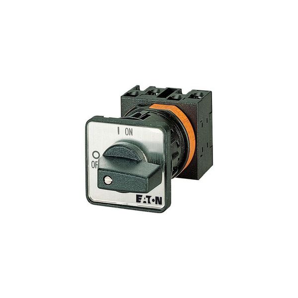 On-Off switch, T3, 32 A, centre mounting, 3 contact unit(s), 3 pole, 2 N/O, 1 N/C, with black thumb grip and front plate image 4