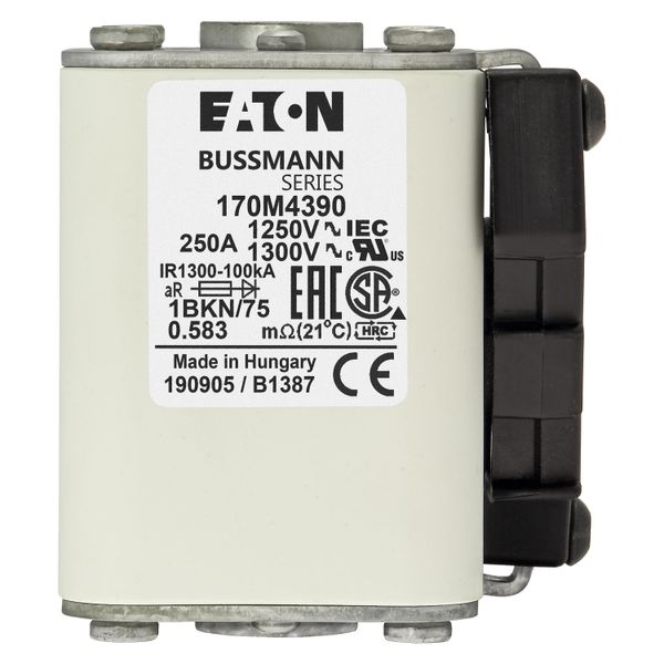 Fuse-link, high speed, 250 A, AC 1250 V, size 1, 53 x 69 x 74 mm, aR, IEC, UL, single indicator image 7