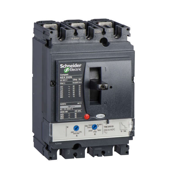 circuit breaker ComPact NSX250N, 50 kA at 415 VAC, TMD trip unit 160 A, 3 poles 3d image 4